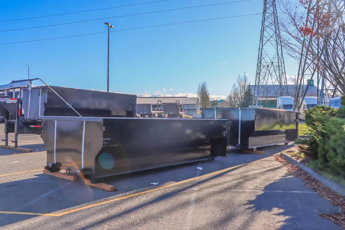 Roll-off dumpster ready for waste disposal at job site for 4 Yard Dumpster Rental in Woodlawn